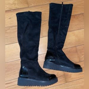 Azura knee high boot black with patent accents size 8.5